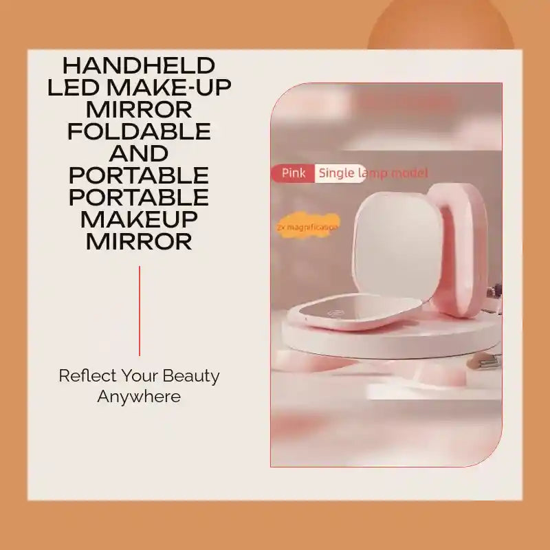 Handheld Led Make-up Mirror Foldable And Portable Portable Makeup Mirror by@Outfy