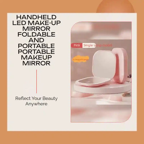 Handheld Led Make-up Mirror Foldable And Portable Portable Makeup Mirror by@Outfy